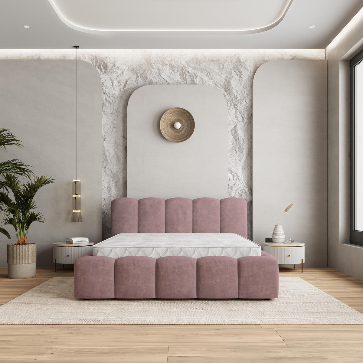 POLSTERBETT FALINA K 120x200 cm mit Bettkästen - Rosa - Rosa, Holz/Textil - MASSENO