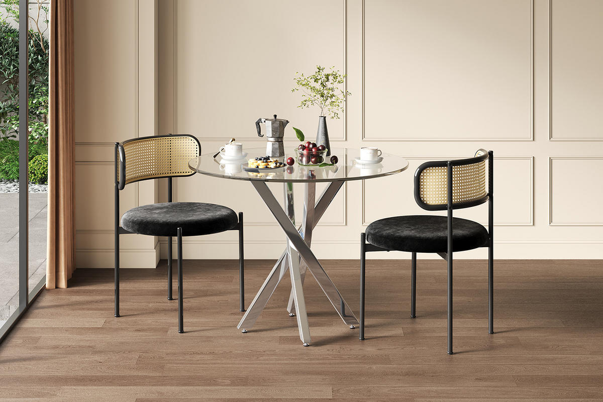 ESSTISCH Transparent Silber 80/80/75 cm - Silberfarben, Holz (80/80/75cm) - PANGIVO