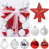 WEIHNACHTSKUGELN 30-teiliges Set Rot & Weiß 3 cm - Multicolor, Kunststoff (3/3/3cm)