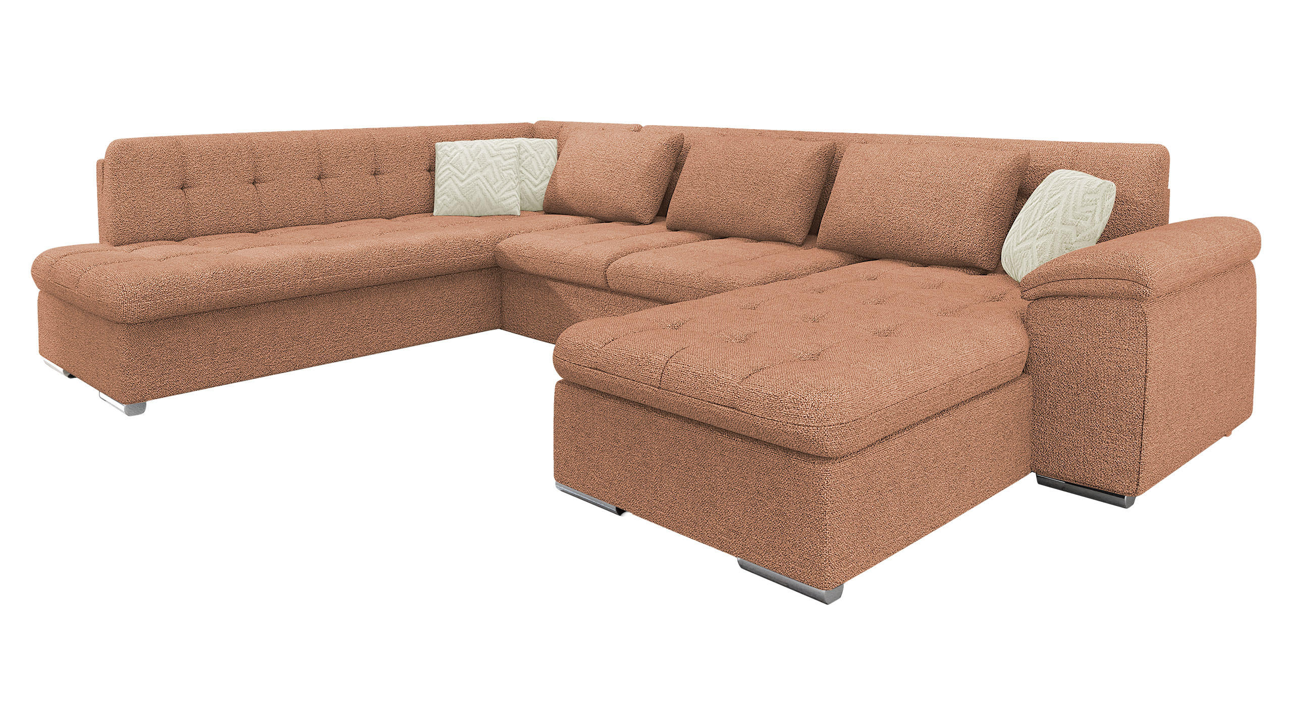 WOHNLANDSCHAFT Niko Bis Premium, Seite: Rechts - Messingfarben, Holz/Textil (348/76/205cm) - MIRJAN24