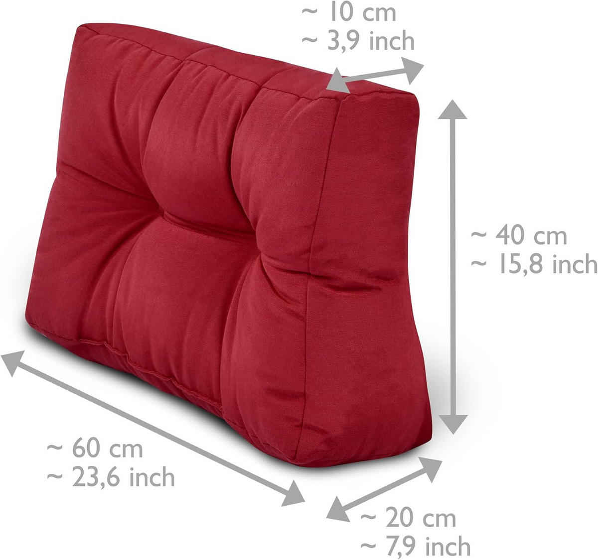 PALETTENKISSEN ECO Style Sitz 120x80x15cm Rot + Rücken (2tlg) - Rot, Textil (80/15/120cm) - Beautissu 