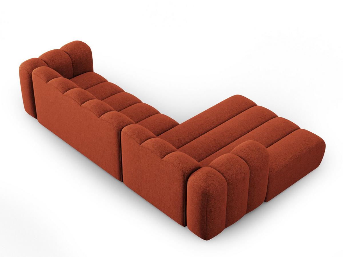 ECKSOFA modular links Lupine aus Chenille-Stoff terrakotta 4 Sitzplätze - Terra cotta, Textil (177/290cm) - Micadoni