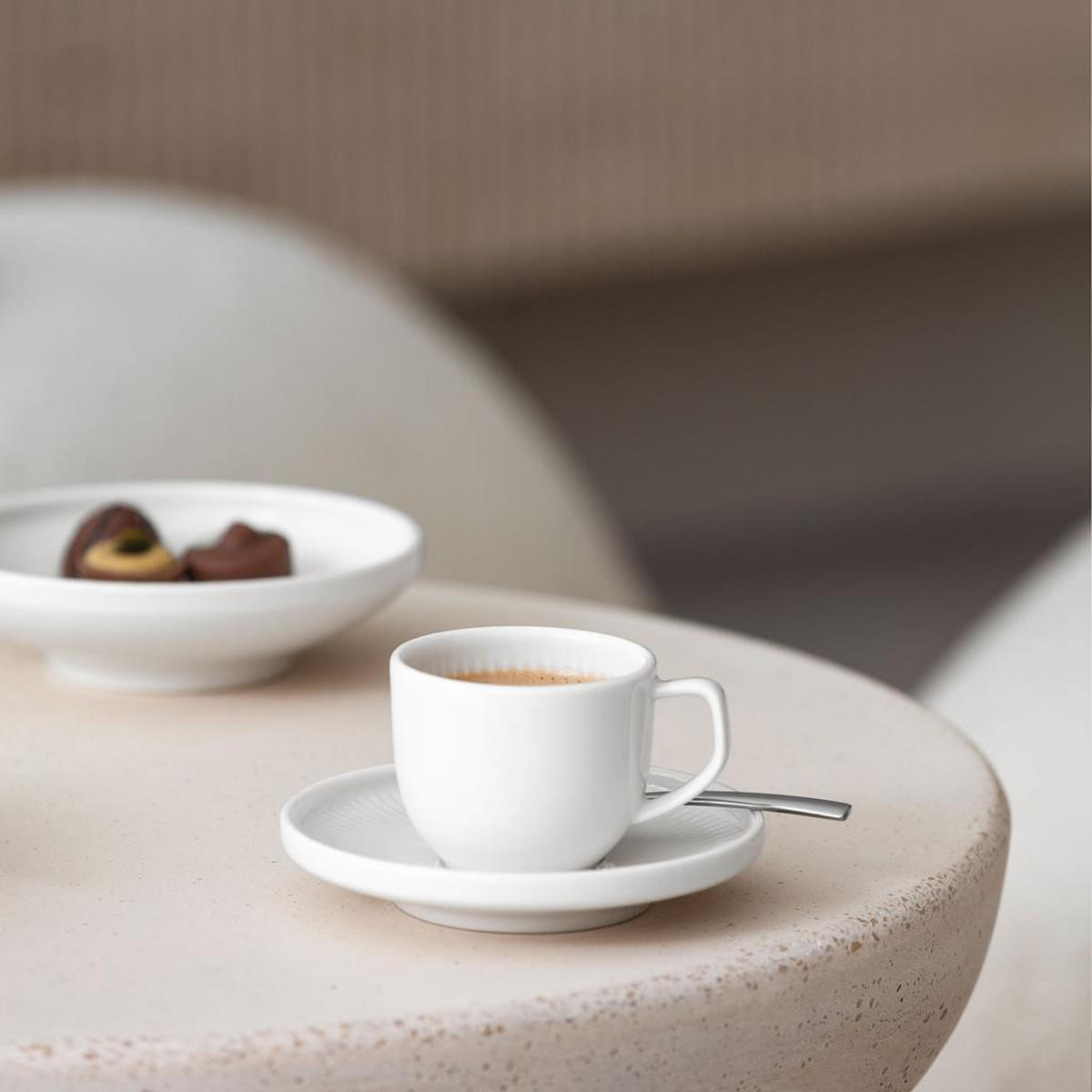 ESPRESSOTASSE MIT UNTERTASSE Afina weiß 50 ml - Weiß, Keramik (11.6/7.2/11.6cm) - Villeroy & Boch