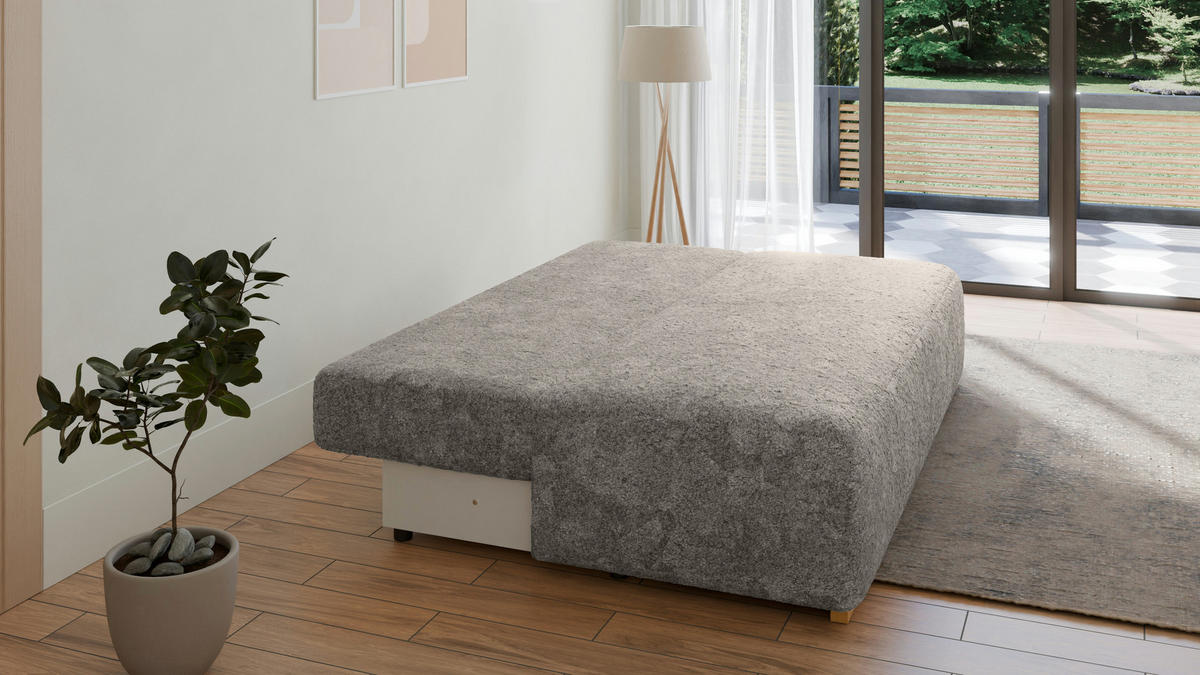 SCHLAFSOFA - Polstersofa aus Bouclé - Grau (Arena 17 + Arena 22 Kissen) - Dunkelblau/Grau, Holzwerkstoff (200/90/100cm) - Möblo