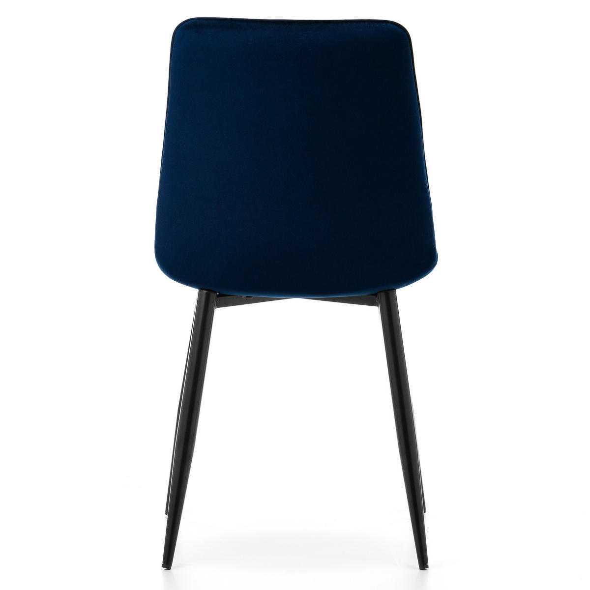 STUHL CHIC gespolsterter mit Steppung - marine blau - Samt Velours - Schwarz/Dunkelblau, Metall (50/88/47cm) - NEW HOME