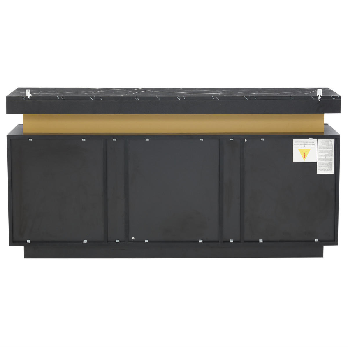 SIDEBOARD aus Spanplatte 140/38/70 cm mit 3 Türen und verstellbaren Einlegeböden, Schwarz/Gold - Schwarz, Holzwerkstoff (140/70/38cm) - Redom