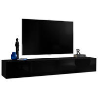TV-HÄNGEBOARD LORETO, Schwarz, Schwarz Hochglanz - Schwarz, Holzwerkstoff (200/30/41.5cm) - Komodee