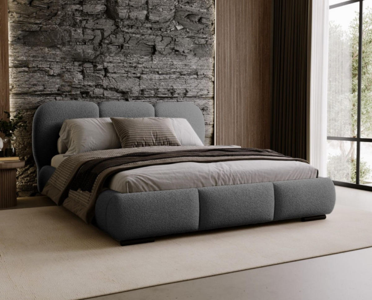 BETT Grau ROZA Gepolstert Mit Bettkasten 180x200 cm - Grau, Textil (180/200cm) - Sepro Meble