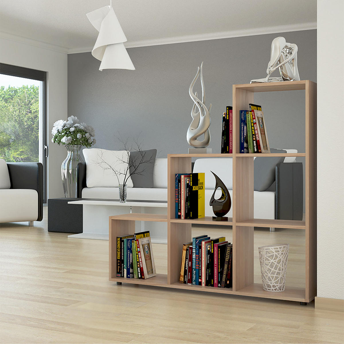 TREPPENREGAL Sonoma 105 x 107.5 cm - Sonoma Eiche, Holzwerkstoff (105/107.5/29cm) - Vicco