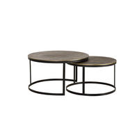 COUCHTISCH mit Bronzeplatte und vergoldeten Metallbeinen - Schwarz, Metall (76/76/46cm) - Giner y Colomer