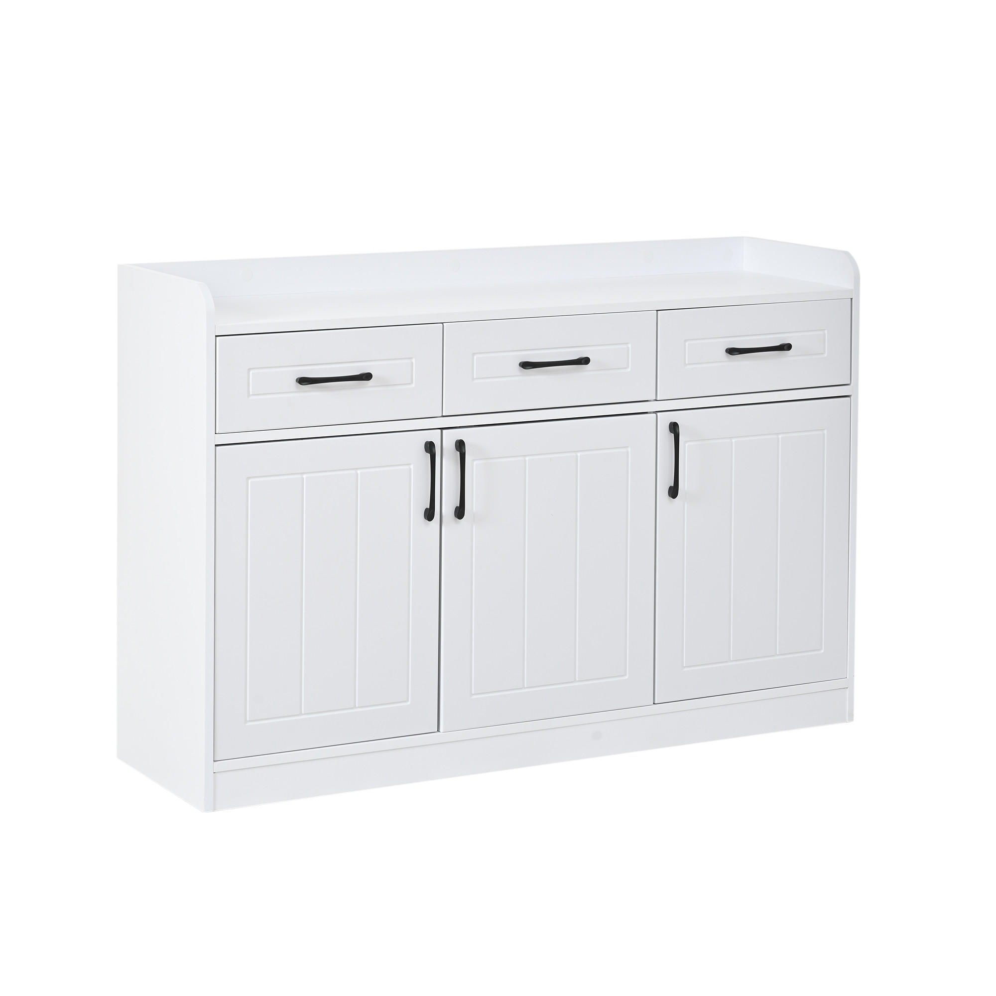 SIDEBOARD DE-37844 mit 3 Schubladen und 3 Türen Weiß - Weiß, Holzwerkstoff (120/80/35cm) - ComfortXL