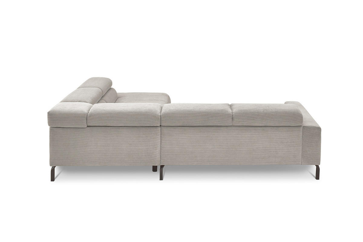 ECKSOFA DELIA Silber Cord - Silberfarben/Schwarz, Textil/Metall (276/219cm) - KAWOLA
