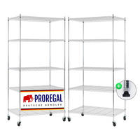 GITTERREGAL 2er - Set HADES mit Rollen & 5 Gitterböden Metall 180x90x60cm Silber - Silberfarben, Metall (90/180/60cm) - PROREGAL