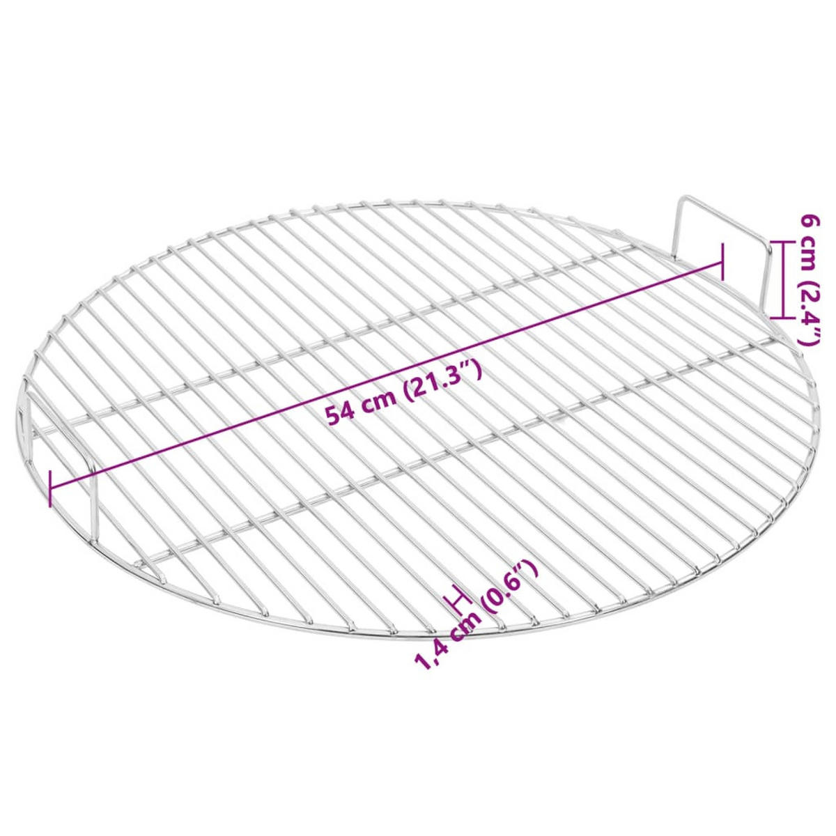 GRILLROST Mit Griffen Rund Ø54 Cm 304 Edelstahl - Silberfarben, Metall (54/54cm) - vidaXL