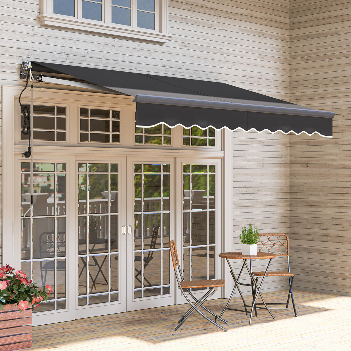 MARKISE elektrisch höhenverstellbar - Dunkelgrau, Metall (250/150/296cm) - Outsunny
