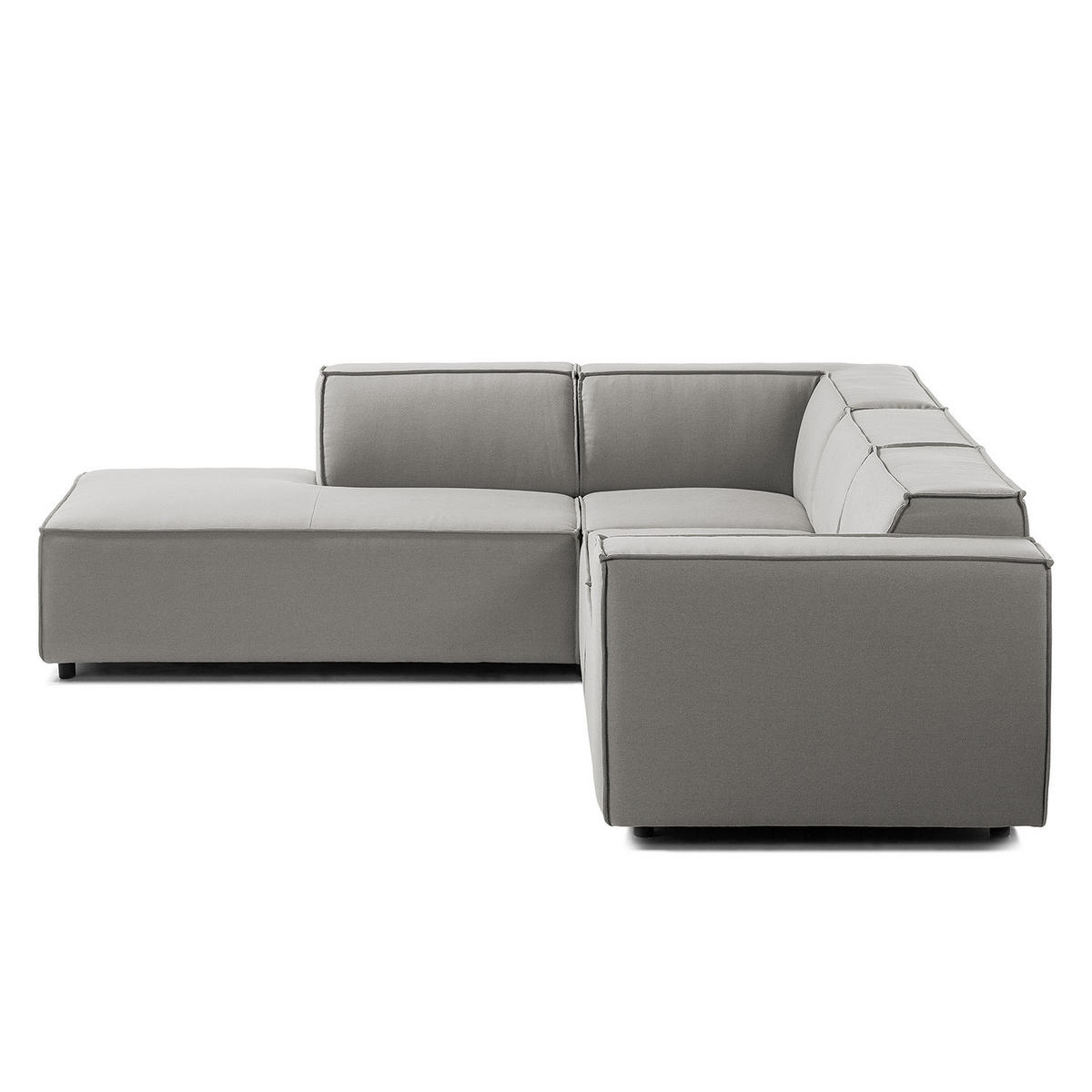ECKSOFA mit Ottomane - Graubraun/Schwarz, Kunststoff/Textil (260/234cm) - home24