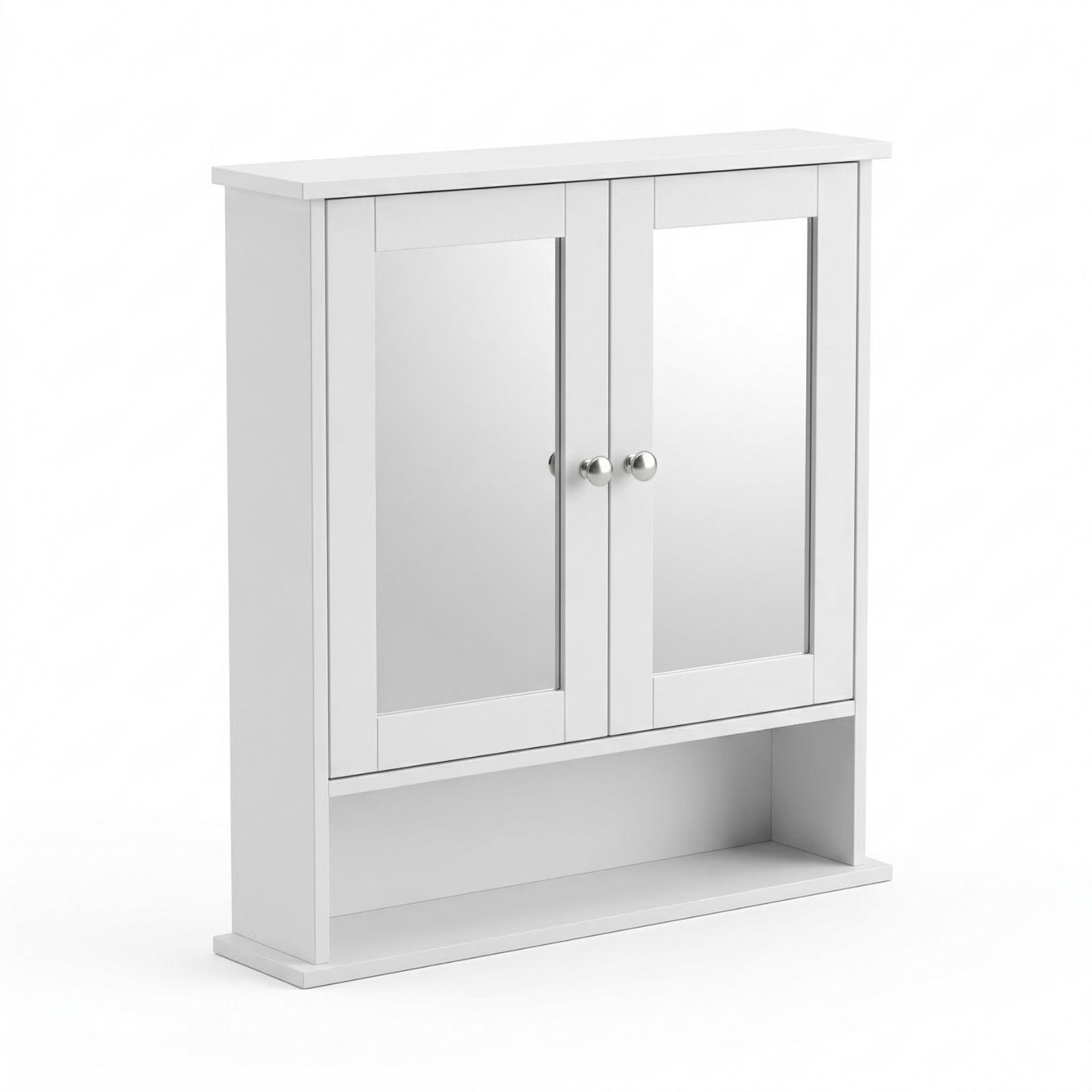 BADEZIMMERSCHRANK Luma Spiegel 56/13/58 cm - Weiß, Holzwerkstoff (56/58/13cm) - EDAXO