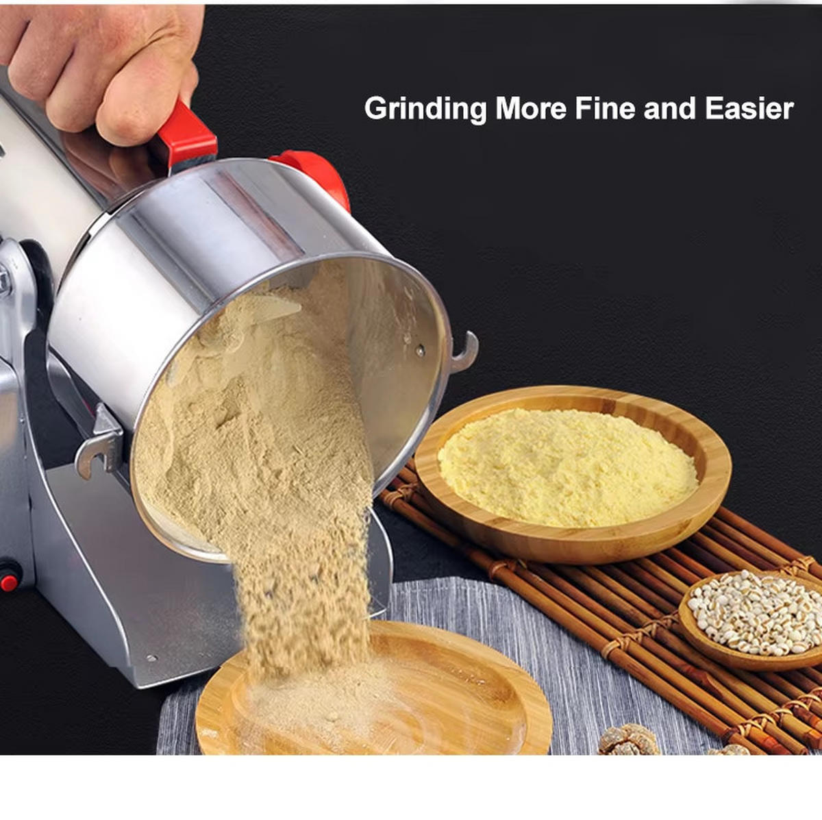 KAFFEEMÜHLE 700g Gewürze Kräuter Getreide Mahlmaschine - Silberfarben, Metall (13.5/37/15.5cm) - Bextcok