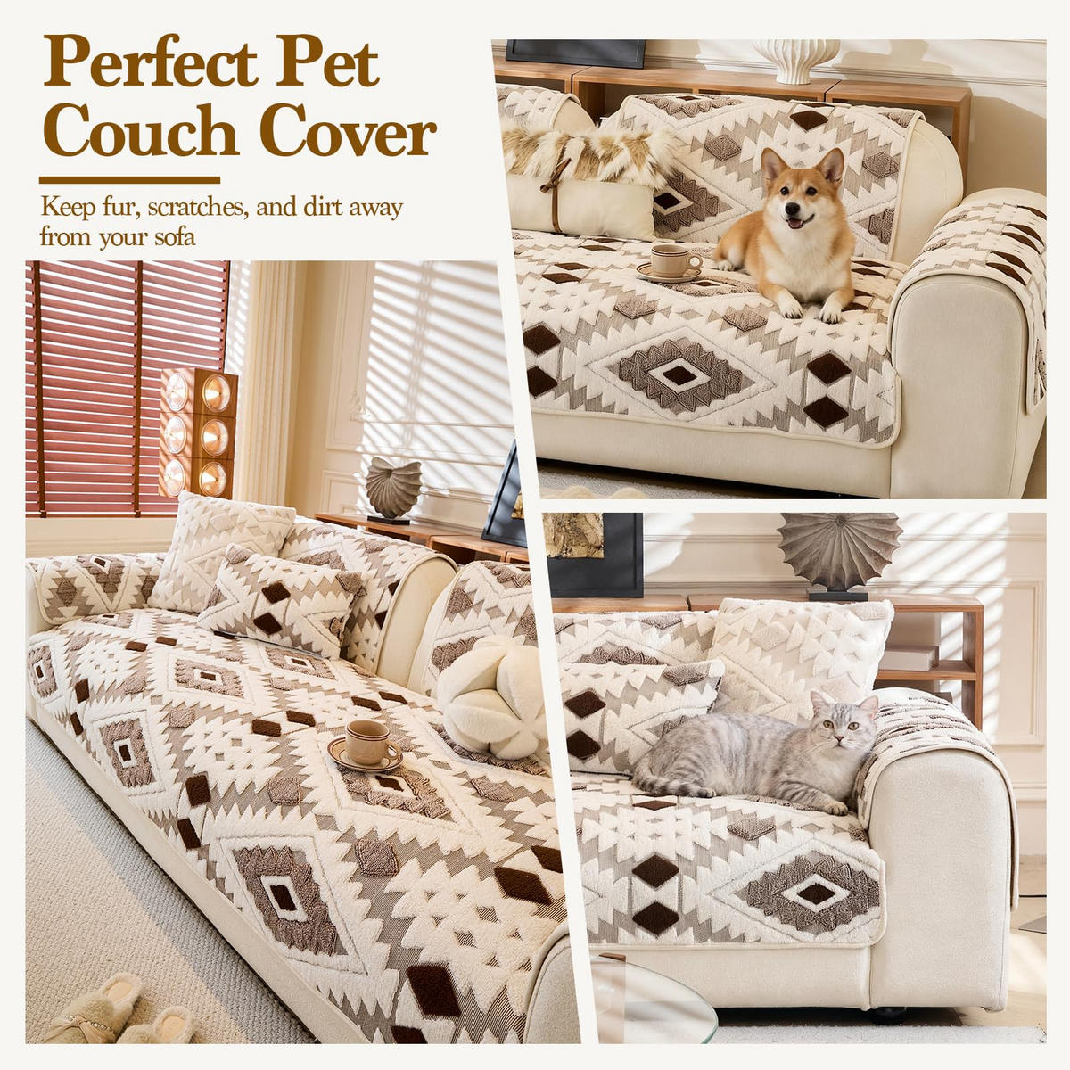 SOFAÜBERWURF ‎Jacquard Plush Braun 1 Stück - Braun, Textil (90/180cm) - Kaket