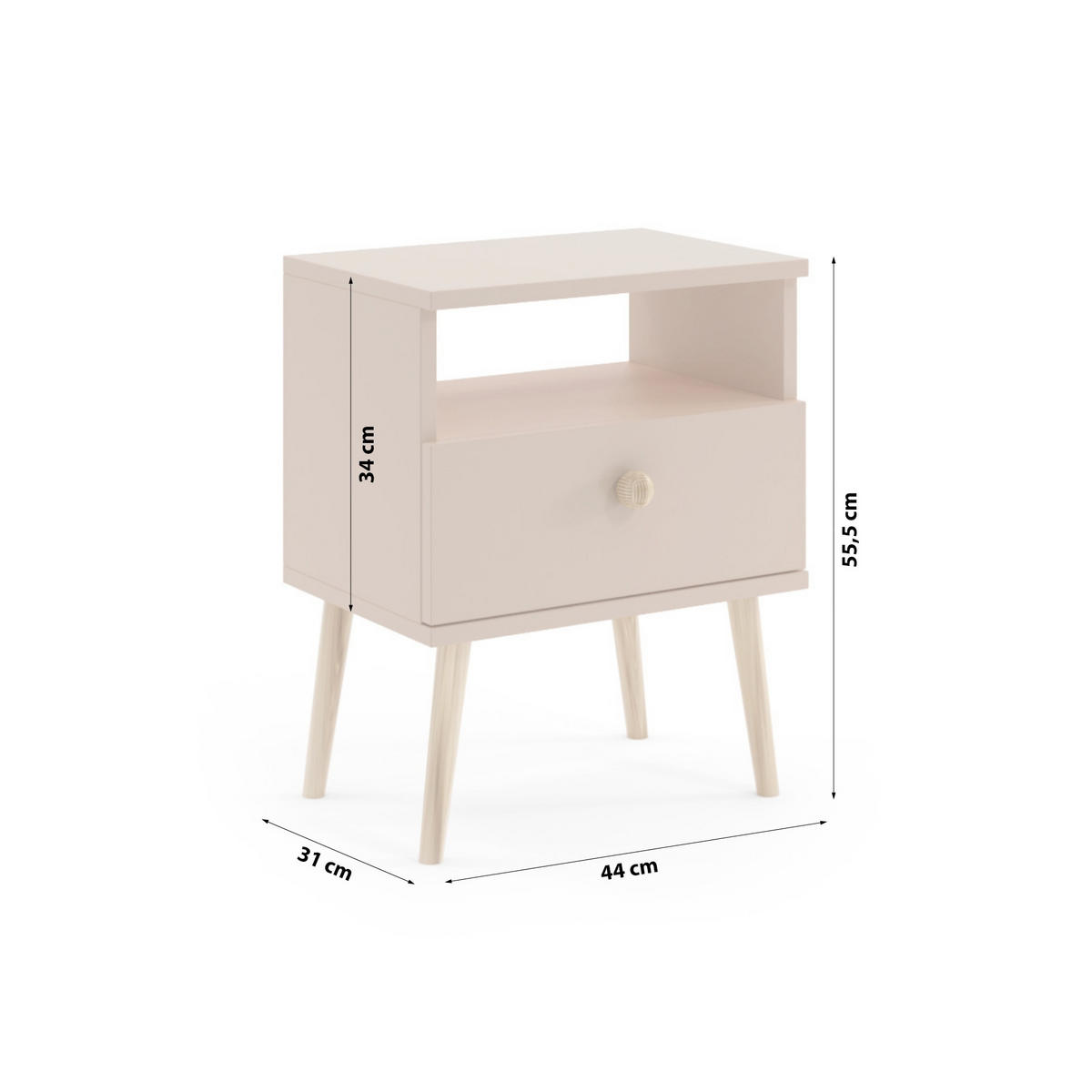 NACHTISCH Holztisch Poxwell Macchiato - Hellbraun, Holzwerkstoff (44/55/31cm) - Fedve
