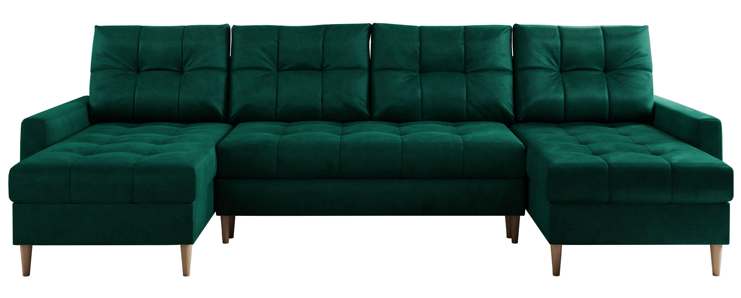 WOHNLANDSCHAFT Colin U Velvet Dunkelgrün - Dunkelgrün/Braun, Holz/Textil (290/75/140cm) - MKS