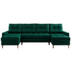 WOHNLANDSCHAFT Colin U Velvet Dunkelgrün - Dunkelgrün/Braun, Holz/Textil (290/75/140cm) - MKS