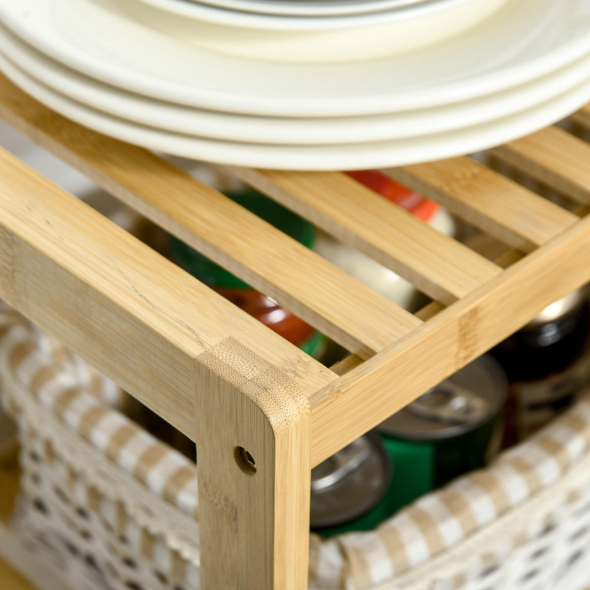 BADEZIMMERREGAL 62x33x80 cm Natur aus Bambus mit 3 Lattenregalen & hohem Sockel - Naturfarben, Naturmaterialien (62/80/33cm) - Modfu