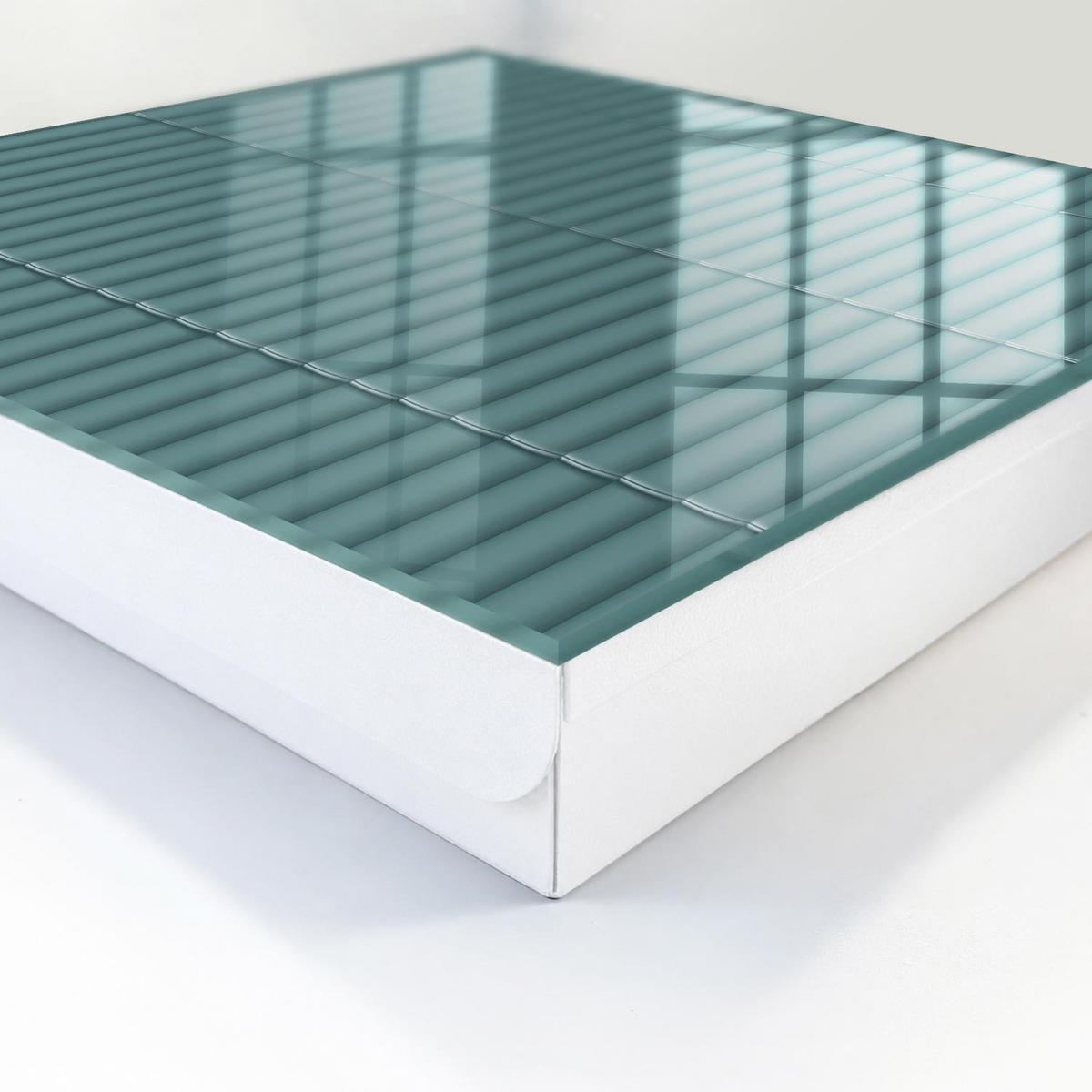 SCHLÜSSELBOX Weiß 30x30 cm – Türöffnung nach rechts - Türkisfarbene Textur - Blau, Metall (30/30/5cm) - TULUP