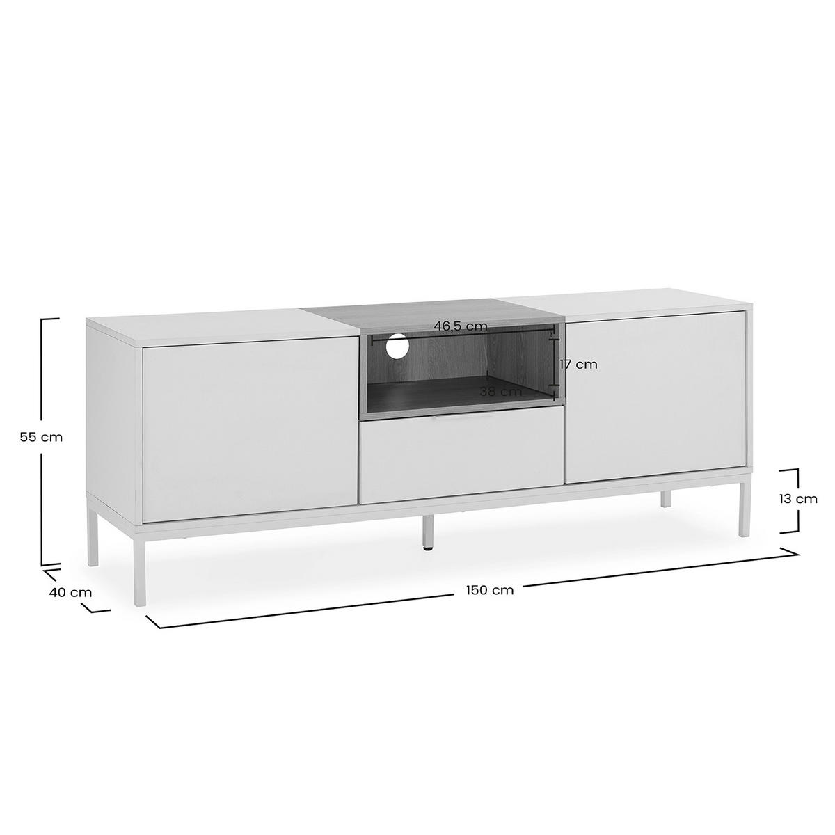 TV-ELEMENT Nieve 2 türen 1 schublade Weiß - Weiß, Holzwerkstoff (150/55/40cm) - VS Venta-stock