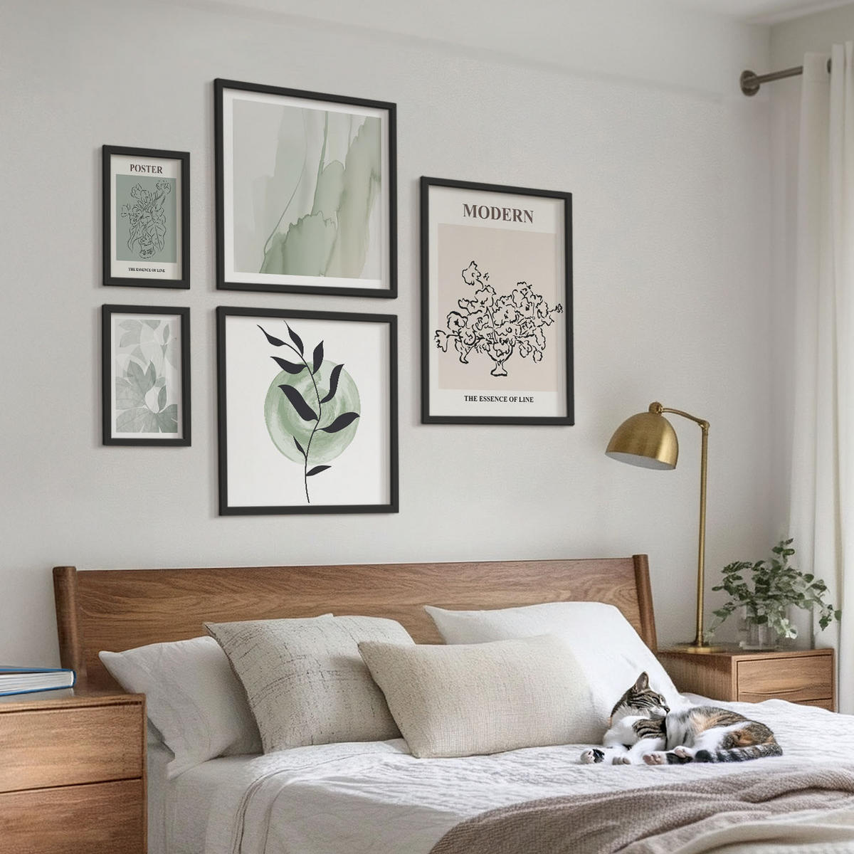 WANDBILDER 5er-Set - 50x50 cm & 20x30 cm & 40x60 cm Schwarzer Rahmen - Blumen in einer modernen Vase - Schwarz, Kunststoff (40/60cm) - ArtPrintCave
