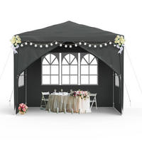 PAVILLON 3x3 m Anthrazit mit Seitenteilen und Fenstern - Anthrazit, Textil (250/300/300cm)