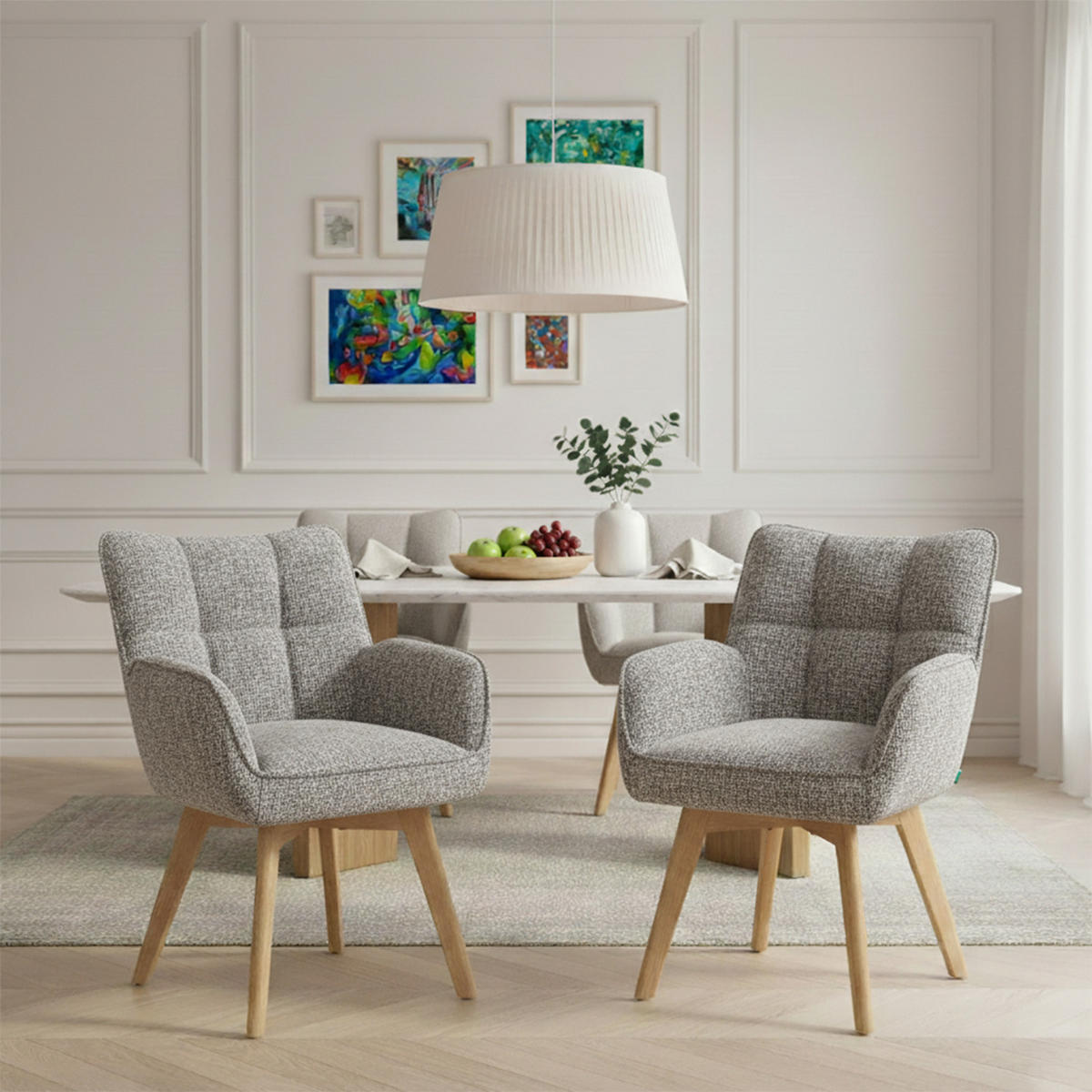 DREHSTUHL Mika-Ella - Honigeiche/Grau, Eichenholz/Holz (59/84/66cm) - DUBI Möbel