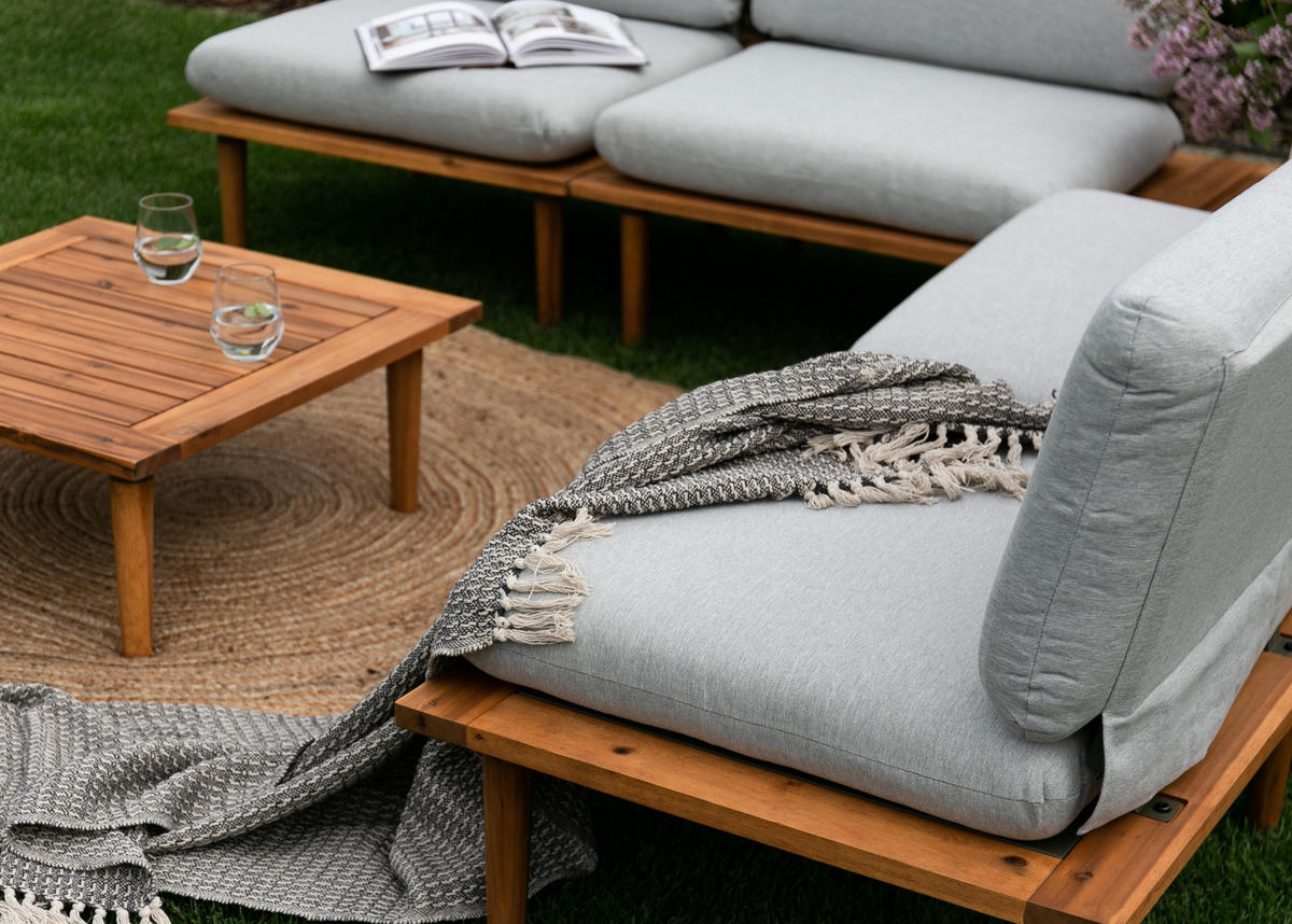 GARTENSET Campionna Grau aus Akazienholz - Grau, Holz/Textil - Selsey