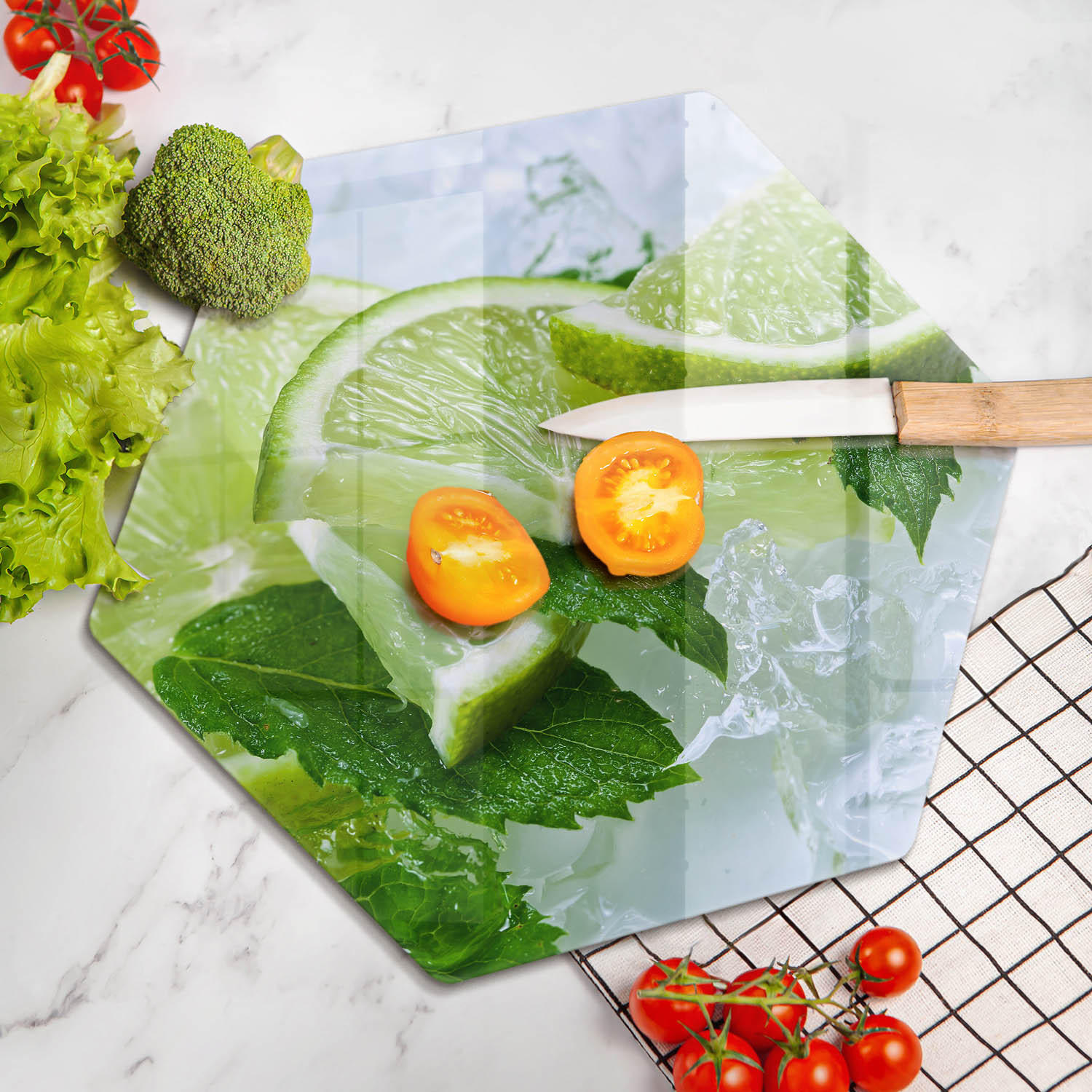 GLASPLATTE 40 cm Limette Minze und Eis - Grün, Glas (40/40cm) - Wallfluent