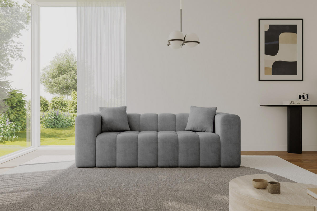 POHOVKA 2-MÍSTNÁ DONY-2 232x90x71 cm Šedá Velur - šedá/černá, kompozitní dřevo/textil (232/71/90cm) - ALTDECOR