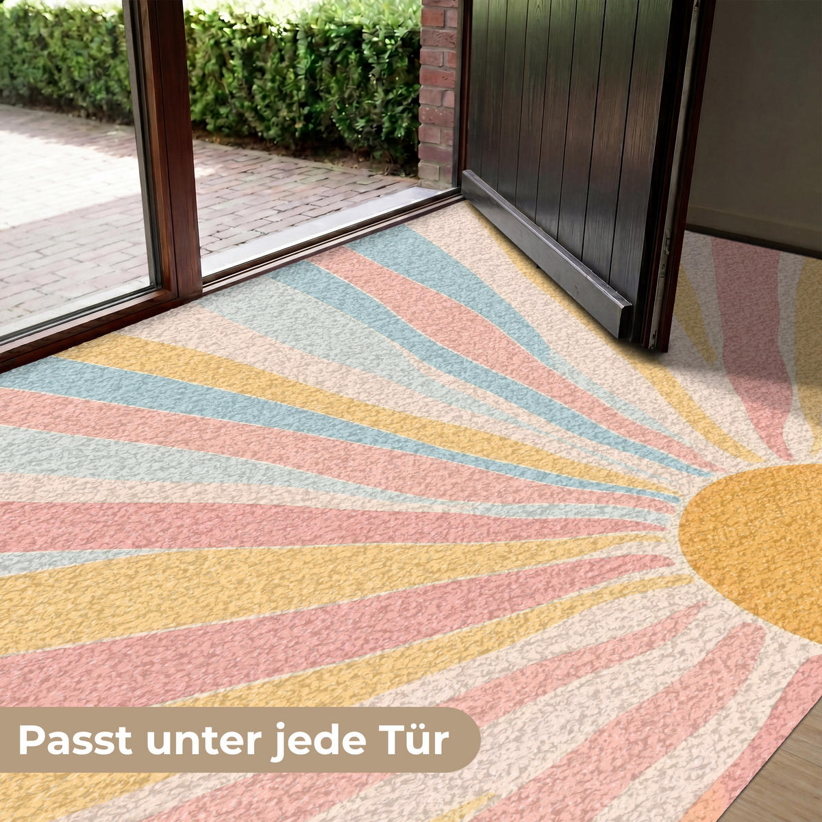 FUSSMATTE Illustration - Sonne - Pastellfarben Sauberlaufmatte 180x120 cm - Hellrosa, Kunststoff (180/120cm) - MuchoWow
