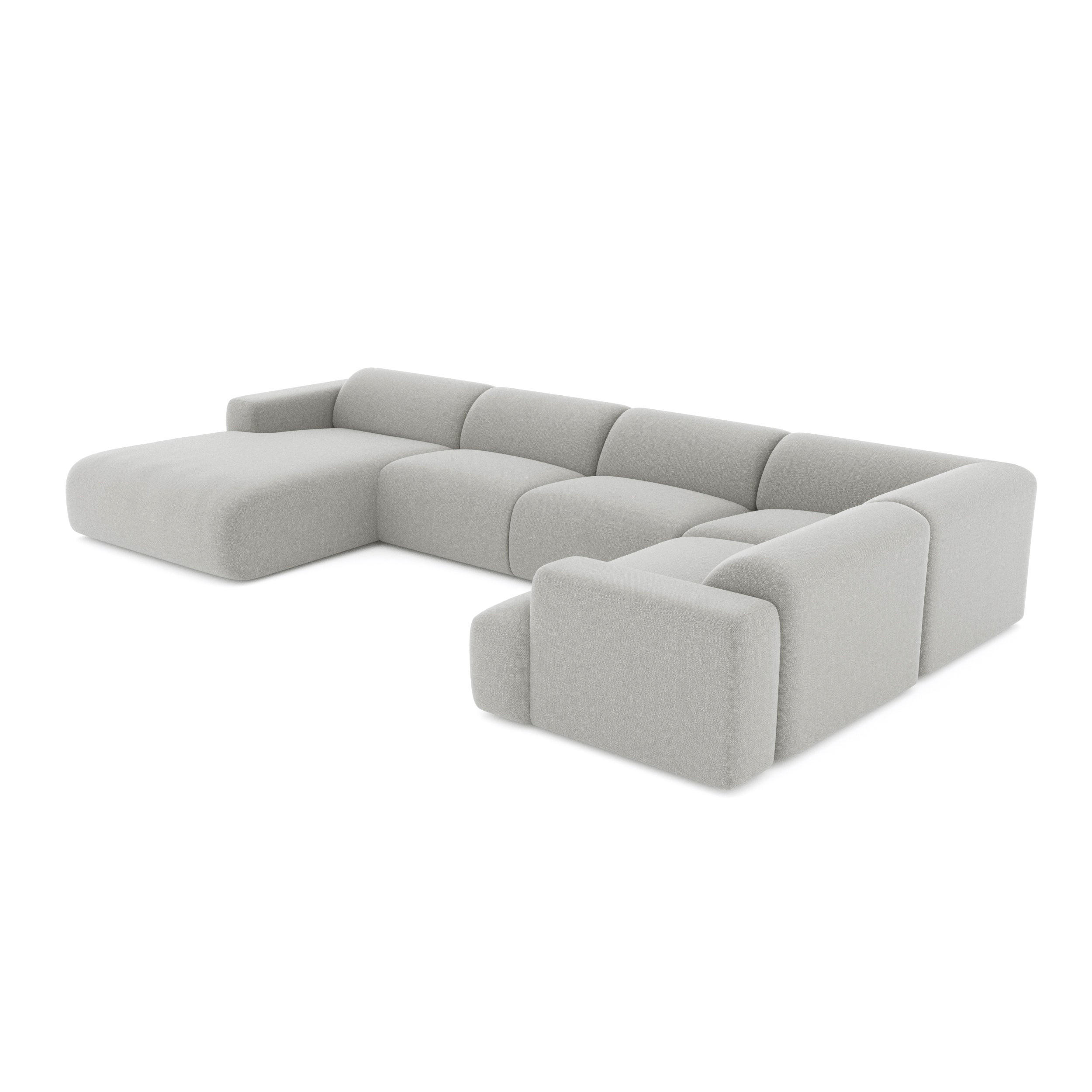 PANORAMA-SOFA Tissu tramé Hellgrau 354cm - Hellgrau/Grau, Textil (354/73/200cm) - Sia Home