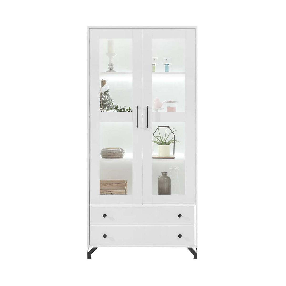 VITRINE – 90 cm – BERGEN System – Weiß - Weiß Hochglanz, Holzwerkstoff (90/190/40cm) - hi-markt