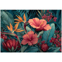 FOTOTAPETE Blumen Blätter Grün 350x250 cm - Multicolor, Papier (350/250cm) - Wallarena