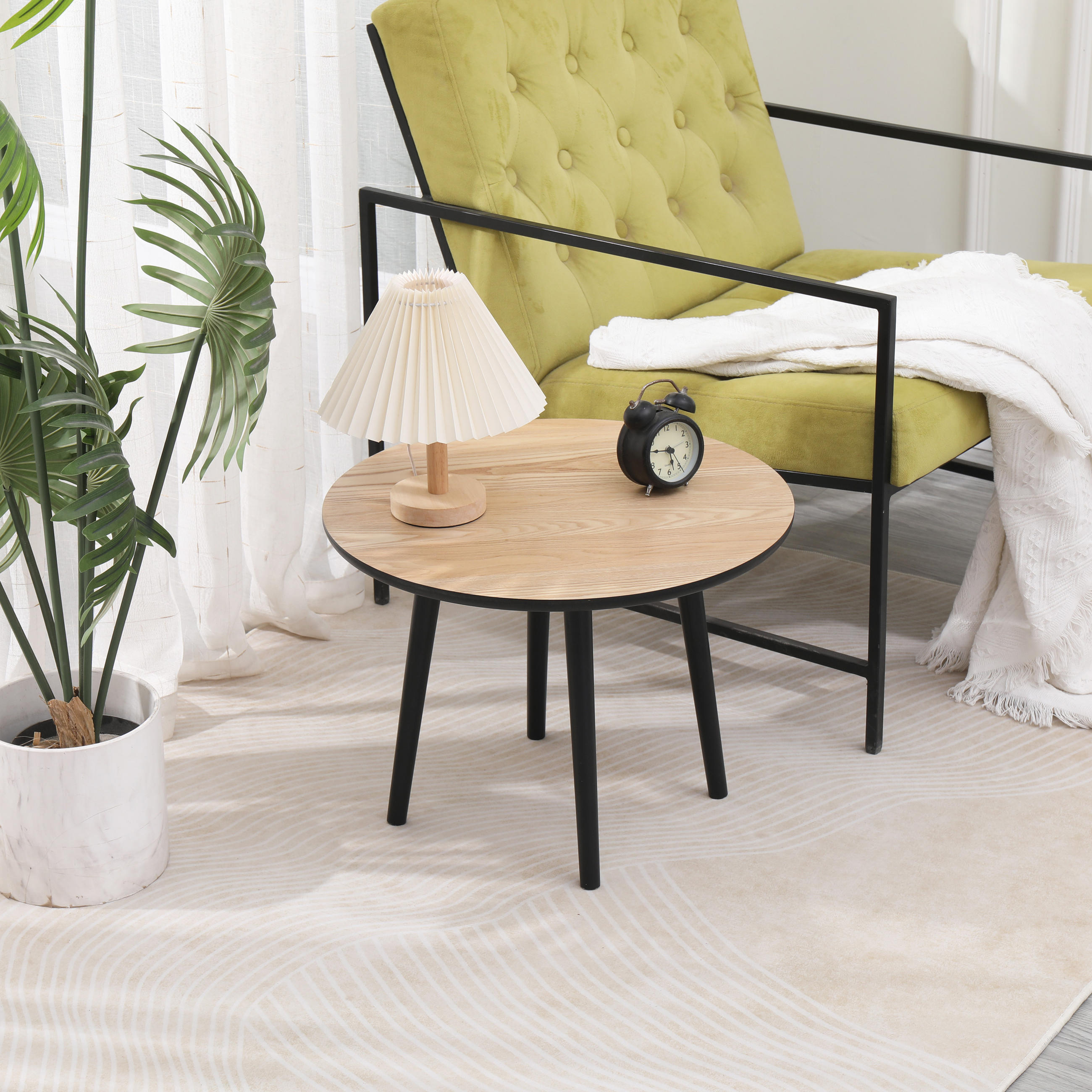 BEISTELLTISCH Rund Schwarz 50 x 50 x 37 cm - Schwarz, Holz (50/50/37cm) - Nordlys