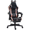 GAMINGSTUHL mit Lendenkissen Rosa, Schwarz - Schwarz, Kunststoff (62/124/65cm) - HOMCOM