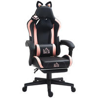 GAMINGSTUHL mit Lendenkissen Rosa, Schwarz - Schwarz, Kunststoff (62/124/65cm) - HOMCOM