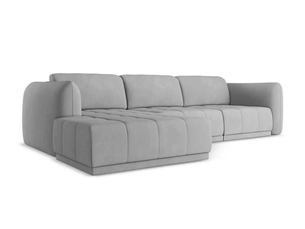 ECKSOFA Links Chenille Stoff Grau - Hellgrau/Schwarz, Kunststoff/Textil (170/290cm) - Makamii