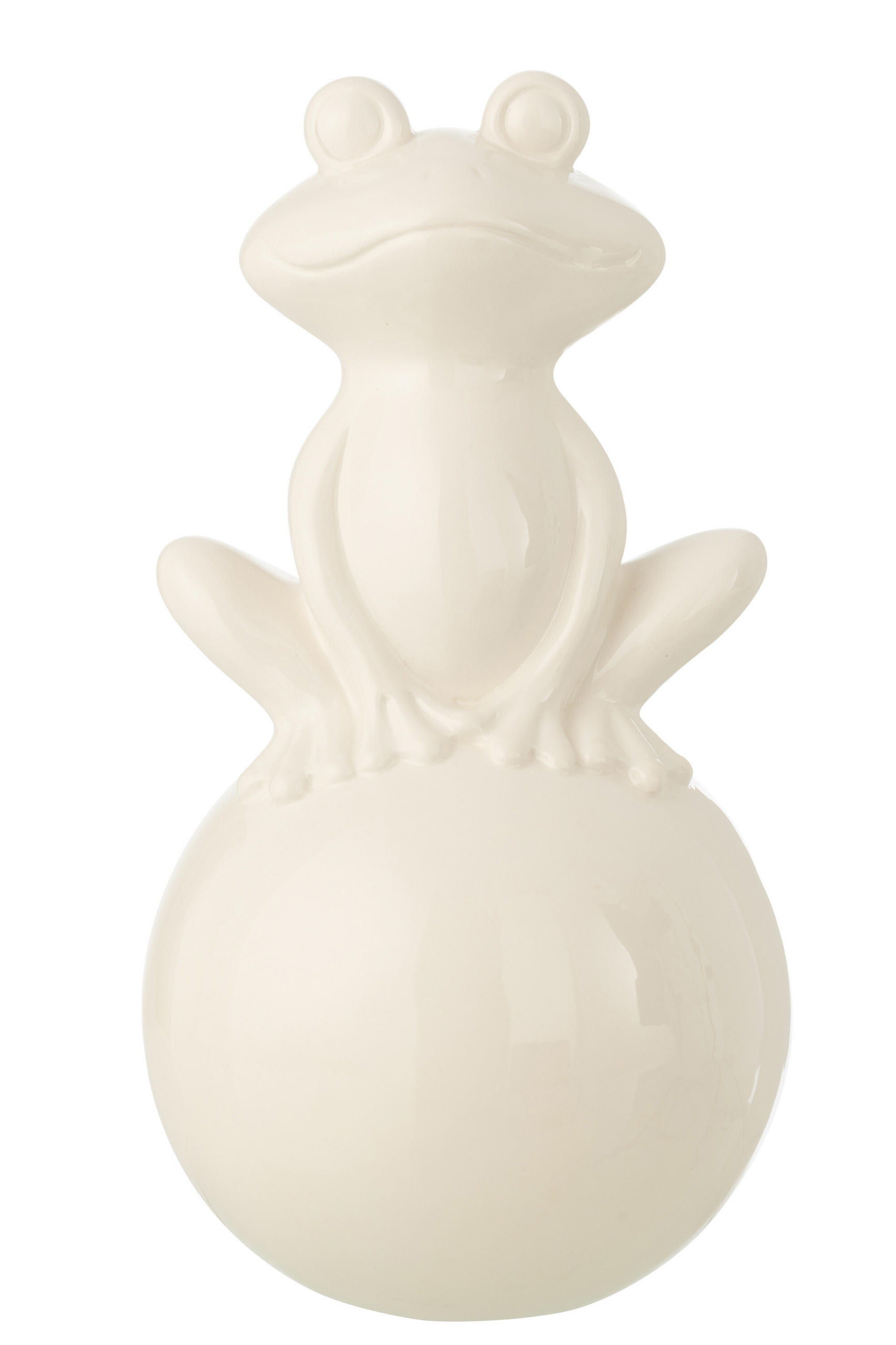 DEKOOBJEKT FROSCH AUF FUß BALL Weiß - Weiß, Keramik (18/34/18cm) - J-Line