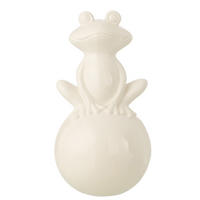 DEKOOBJEKT FROSCH AUF FUß BALL Weiß - Weiß, Keramik (18/34/18cm) - J-Line