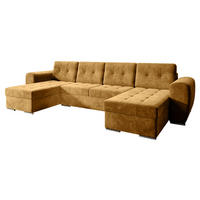 WOHNLANDSCHAFT Bari U - Currygelb/Silberfarben, Holz/Textil (326/86/157cm) - MIRJAN24