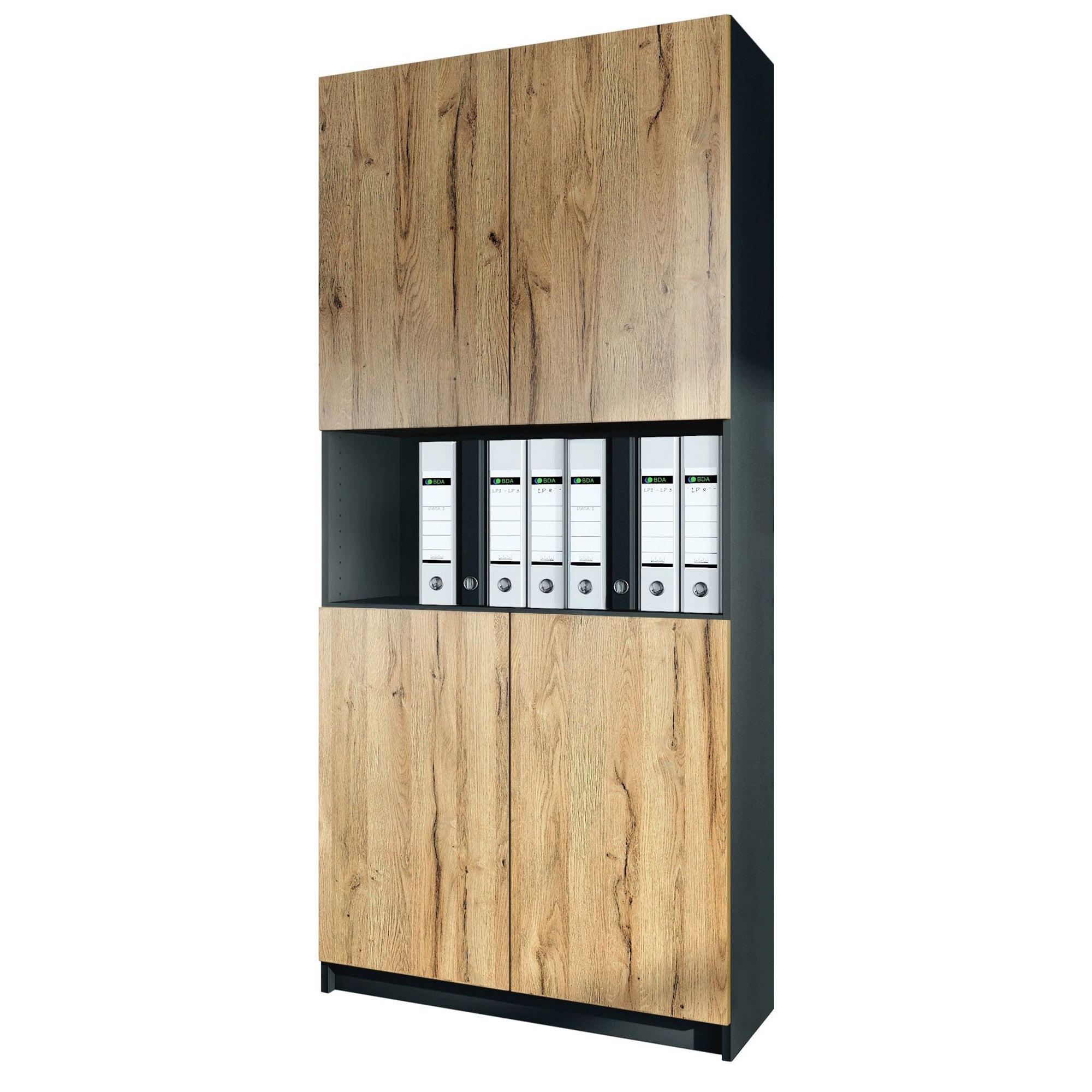 InnoFurn Aktenschrank Eiche Wotan 82x184x37 cm