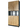 AKTENSCHRANK Elona M2, Büroschrank mit Soft-Close & Push-to-Open, Schwarz/Eiche Natur (82 x 184 x 37 cm) - Eiche Wotan, Holzwerkstoff (82/184/37cm) - InnoFurn