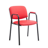 BESUCHERSTUHL Keen PRO, Kunstleder mit Armlehne - Gestell Schwarz / Bezug Rot - Rot/Schwarz, Textil/Metall (53/79/53cm) - TPFLiving
