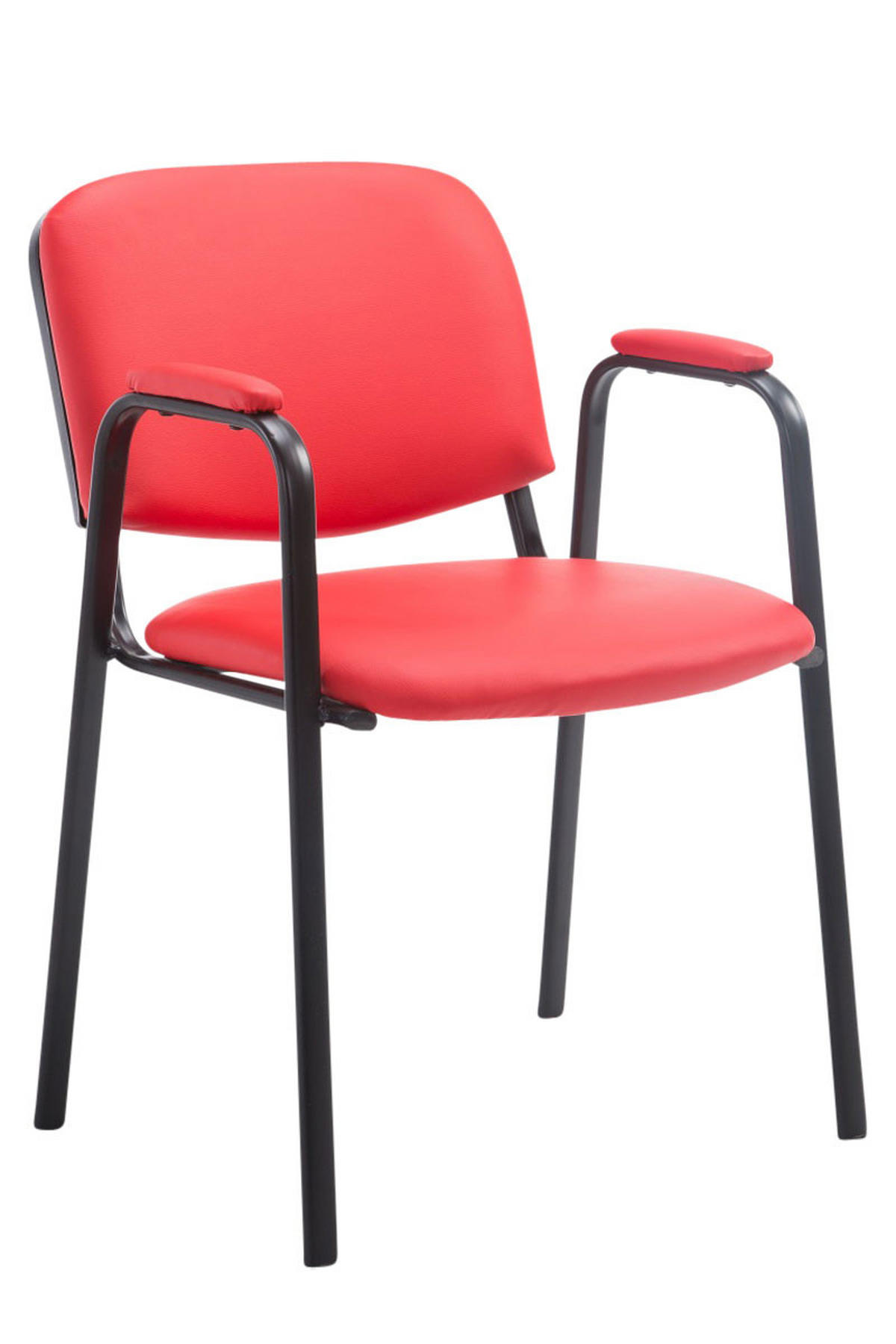 BESUCHERSTUHL Keen PRO, Kunstleder mit Armlehne - Gestell Schwarz / Bezug Rot - Rot/Schwarz, Textil/Metall (53/79/53cm) - TPFLiving